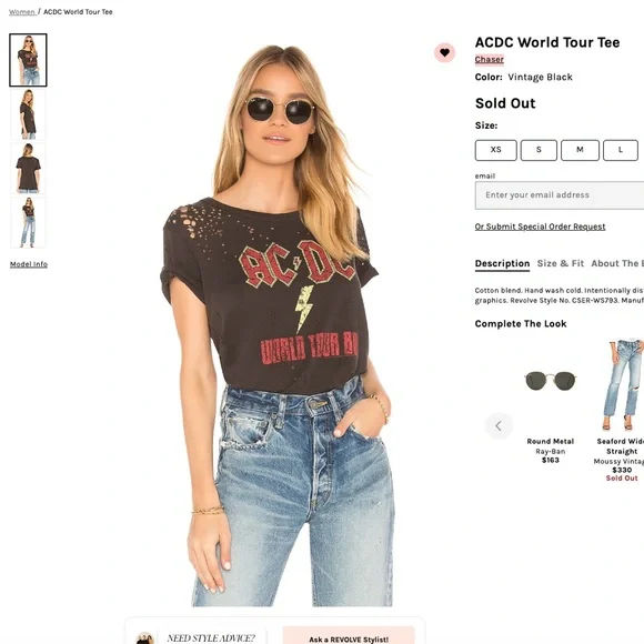 Revolve Chaser AC/DC world tour band tee - Picture 2 of 8